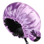 Bonnet Women's Double-Layered Reversible Satin Sleep Bonnet for Long Curly Hair - Hair Protecting Night Cap