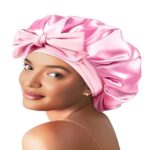 Bonnet Women's Adjustable Tie‑Closure Satin Sleep Bonnet, Solid Color Silky Hair Protection Night Cap