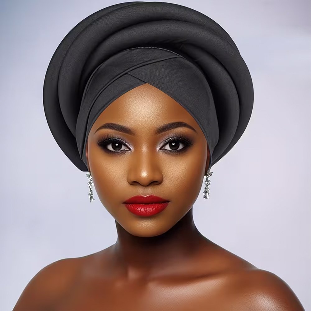 Gele African Gele Headwrap for Women | Dramatic Solid Color Woven Design for Party Wedding Evening Wear