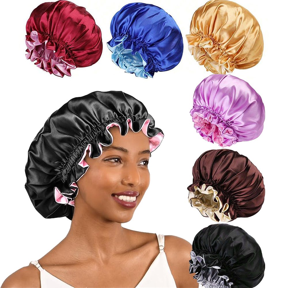 Bonnet Luxury Double-Layer Satin Bonnet for Women – Silky Soft Hair Protection Sleep Cap for Long Hair, Curly Hair & Braids