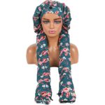 New Arrives Stylish Printed Extra-Long Satin Bonnet for Women – Silky Hair Care Sleep Cap for Long Hair, Braids, Dreadlocks & Natural Hairstyles