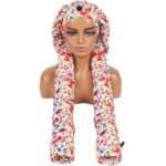 New Arrives Stylish Printed Extra-Long Satin Bonnet for Women – Silky Hair Care Sleep Cap for Long Hair, Braids, Dreadlocks & Natural Hairstyles