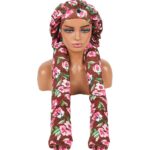 New Arrives Stylish Printed Extra-Long Satin Bonnet for Women – Silky Hair Care Sleep Cap for Long Hair, Braids, Dreadlocks & Natural Hairstyles