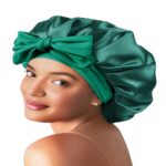 Bonnet Women's Adjustable Tie‑Closure Satin Sleep Bonnet, Solid Color Silky Hair Protection Night Cap
