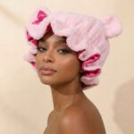 Bonnet Cute Bear Double-Layer Fleece Sleep Bonnet – Satin-Lined Winter Hair Care Sleep Cap