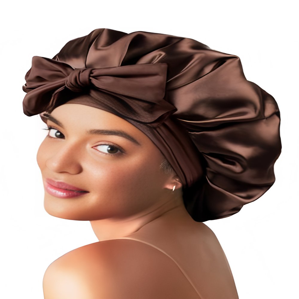 Bonnet Women's Adjustable Tie‑Closure Satin Sleep Bonnet, Solid Color Silky Hair Protection Night Cap