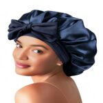 Bonnet Women's Adjustable Tie‑Closure Satin Sleep Bonnet, Solid Color Silky Hair Protection Night Cap