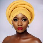 Gele African Gele Headwrap for Women | Dramatic Solid Color Woven Design for Party Wedding Evening Wear