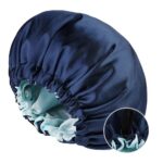 Bonnet Women's Double-Layered Reversible Satin Sleep Bonnet for Long Curly Hair - Hair Protecting Night Cap