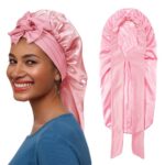 Bonnet Women's Extra‑Long Silky Satin Sleep Bonnet, Hair Protection Night Cap for Long Curly Hair & Dreadlocks