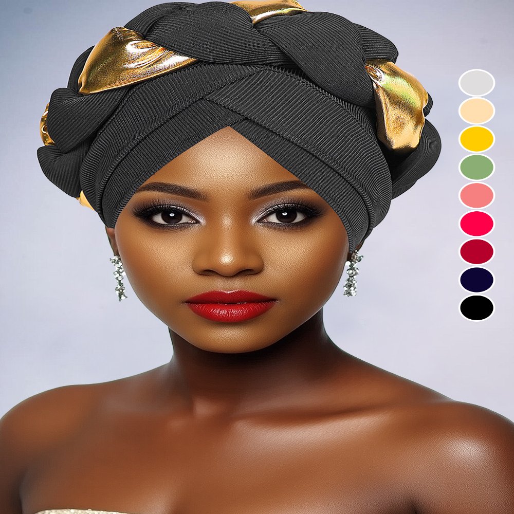 Gele African Gele Headwrap for Women | Dramatic Hand‑Braided Twist Braid for Special Occasions