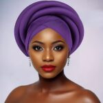 Gele African Gele Headwrap for Women | Dramatic Solid Color Woven Design for Party Wedding Evening Wear