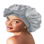 Bonnet Women's Adjustable Tie‑Closure Satin Sleep Bonnet, Solid Color Silky Hair Protection Night Cap