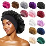 Bonnet Women Solid Color Silky Satin Bonnet, Soft Comfortable Hair‑Protecting Sleep Cap